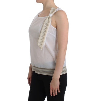 Elegant White Bow-detailed Sleeveless Top - Luxury for You