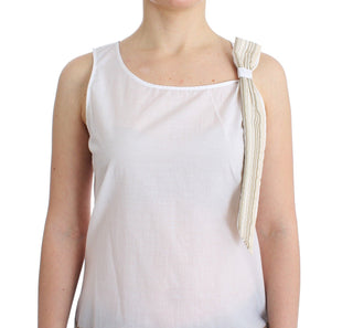 Elegant White Bow-detailed Sleeveless Top - Luxury for You