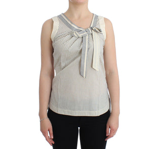 Chic Striped Cotton-silk Bow Top - Luxury for You