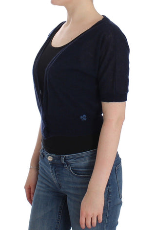 Elegant Cropped Blue Alpaca Blend Sweater - Luxury for You