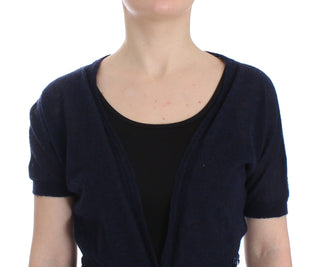 Elegant Cropped Blue Alpaca Blend Sweater - Luxury for You