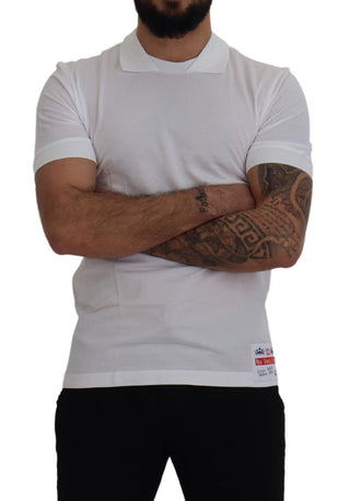 Elegant White Cotton Polo T-shirt