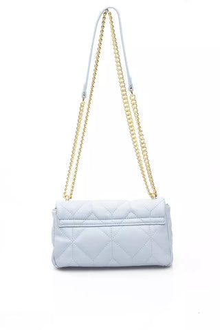 Elegant Light Blue Shoulder Bag With Golden Accents