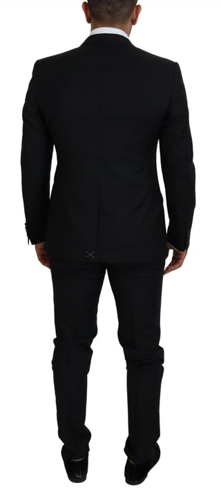 Sleek Black Two-piece Wool Martini Suit