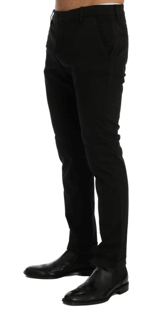 Chic Black Slim Fit Cotton Stretch Pants - Luxury for You