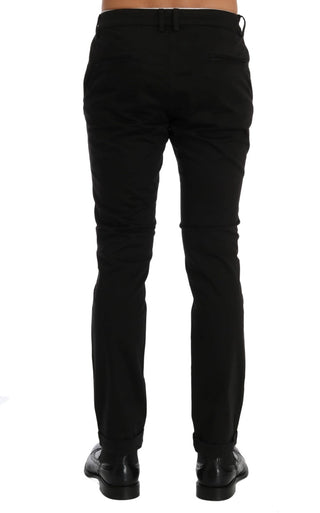 Chic Black Slim Fit Cotton Stretch Pants - Luxury for You