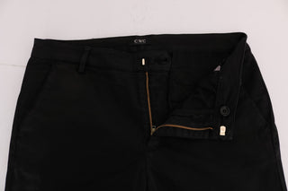 Chic Black Slim Fit Cotton Stretch Pants - Luxury for You