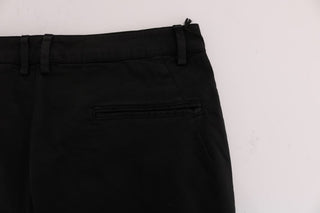 Chic Black Slim Fit Cotton Stretch Pants - Luxury for You