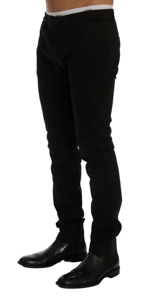 Elegant Slim Fit Black Cotton Trousers - Luxury for You