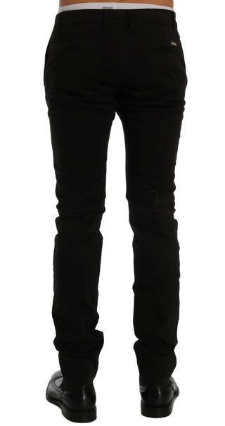 Elegant Slim Fit Black Cotton Trousers - Luxury for You