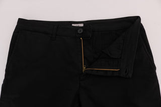 Elegant Slim Fit Black Cotton Trousers - Luxury for You