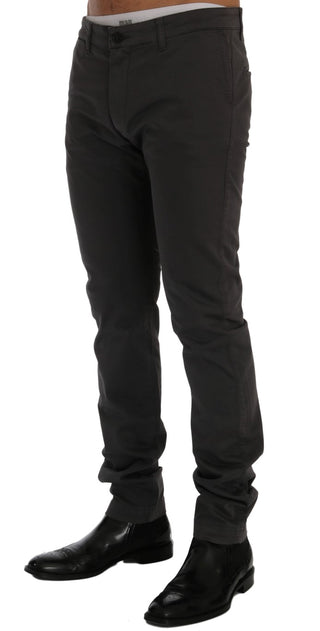 Elegant Slim-fit Gray Cotton Trousers - Luxury for You