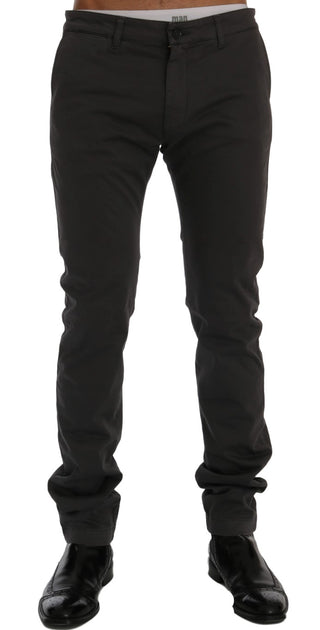 Elegant Slim-fit Gray Cotton Trousers - Luxury for You