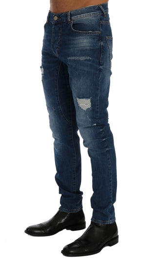 Chic Slim Fit Blue Distressed Jeans - Luxury for You