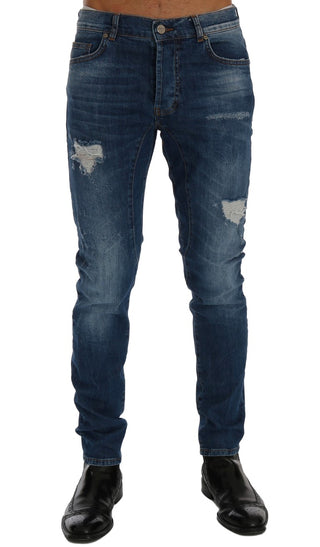 Chic Slim Fit Blue Distressed Jeans - Luxury for You