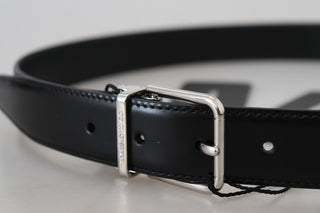 Elegant Black Calf Leather Belt