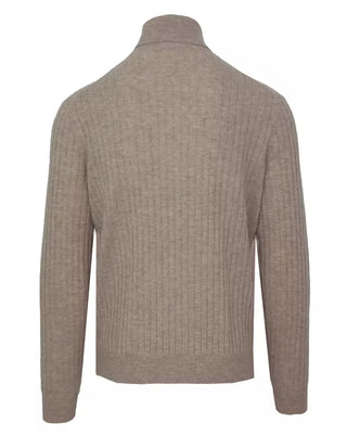 Beige Cashmere-wool Blend Turtleneck Sweater