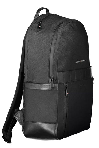 Black Nylon Men Backpack