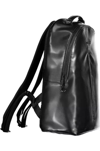 Black Polyester Men Backpack