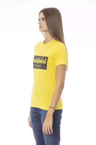 Yellow Cotton Women T-shirt