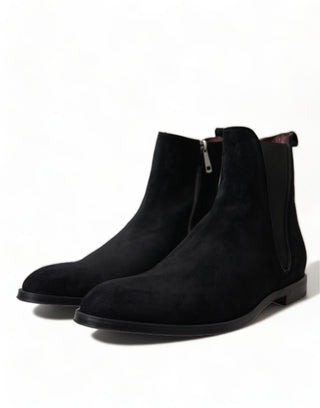 Elegant Black Velvet Mid-calf Boots