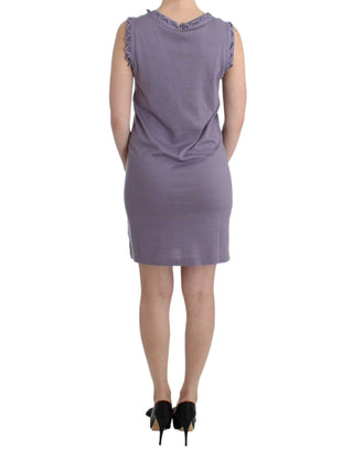 Elegant Purple Knee-length Cotton Dress