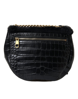 Exquisite Croc-embossed Panther Shoulder Bag