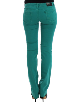 Chic Green Straight Leg Jeans For Sophisticated Style