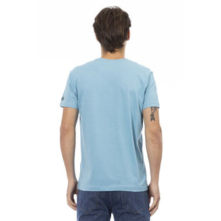 Light Blue Cotton Men T-shirt