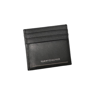 Sleek Black Leather Card Holder With Contrast Details