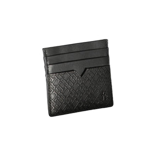 Sleek Black Leather Card Holder With Contrast Detail