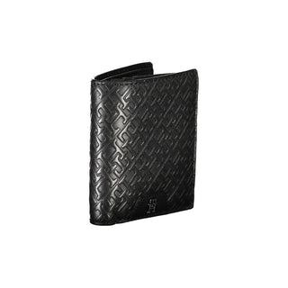 Sleek Black Leather Dual-compartment Wallet