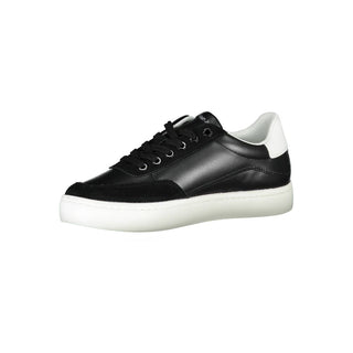 Sleek Black Lace-up Sneakers With Contrast Details