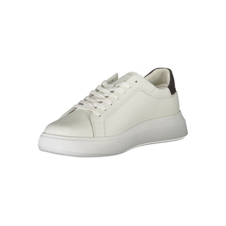 Sleek White Contrast Lace-up Sneakers