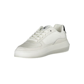 Sleek White Lace-up Sneakers With Contrast Details