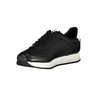 Sleek Black Lace-up Sneakers With Contrast Details