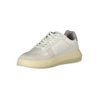 Sleek White Lace-up Sneakers With Contrast Details