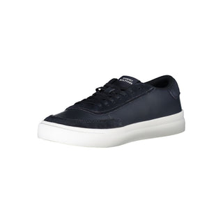 Sleek Blue Lace-up Sneakers With Contrast Accents