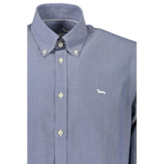 Elegant Blue Button-down Organic Cotton Shirt