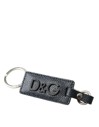 Elegant Leather Keychain In Black & Silver