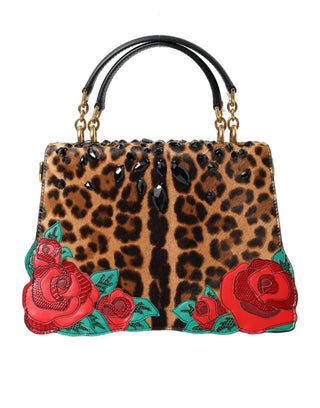 Chic Leopard Embellished Tote With Red Roses!