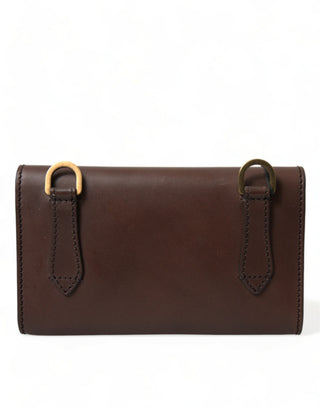 Chic Brown Leather Shoulder Bag With Gold Detailing