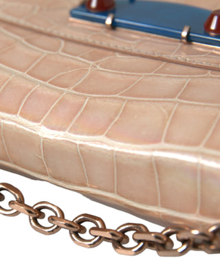 Elegant Mini Chain Beige Clutch For Evening Elegance