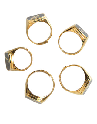 Gold Brass Set Of 5 Ring