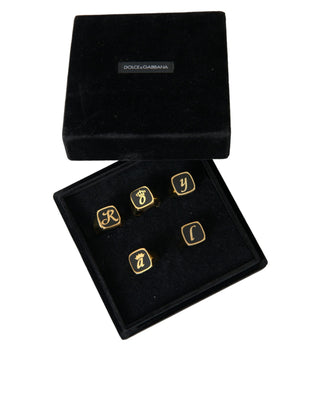 Gold Enamel Set Of 5 Ring