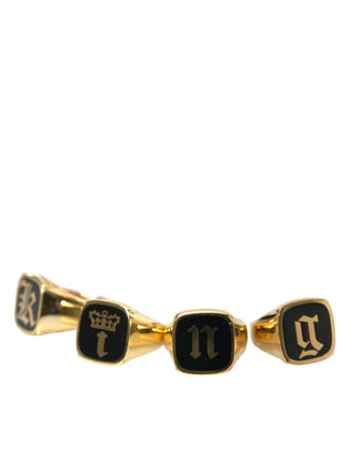 Gold Brass King Enamel Ring