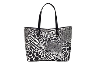 Carter Large Black Animal Print Pvc Open Tote Shoulder Purse Bag