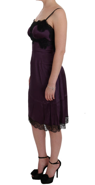 Elegant Purple Silk Lace Shift Dress - Luxury for You