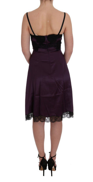 Elegant Purple Silk Lace Shift Dress - Luxury for You