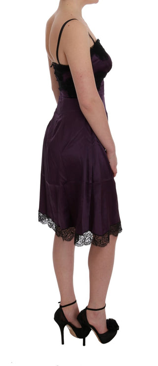 Elegant Purple Silk Lace Shift Dress - Luxury for You